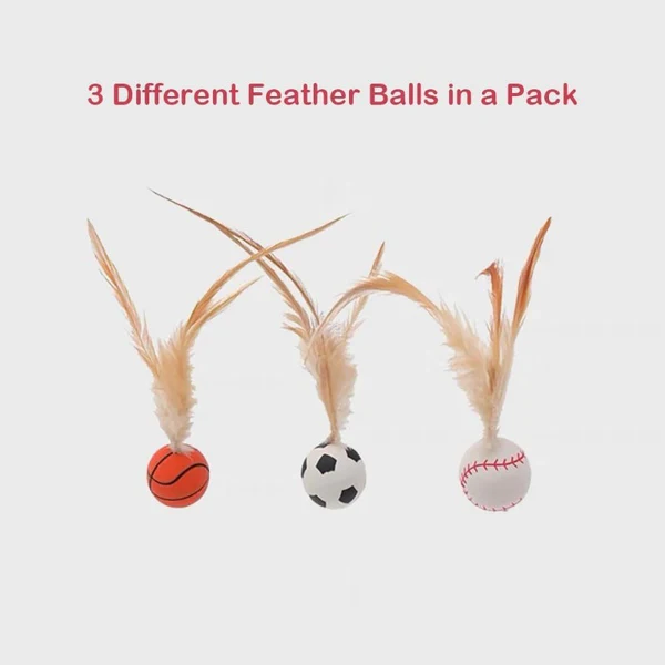 Interactive Feather Ball Toy Set for Cats