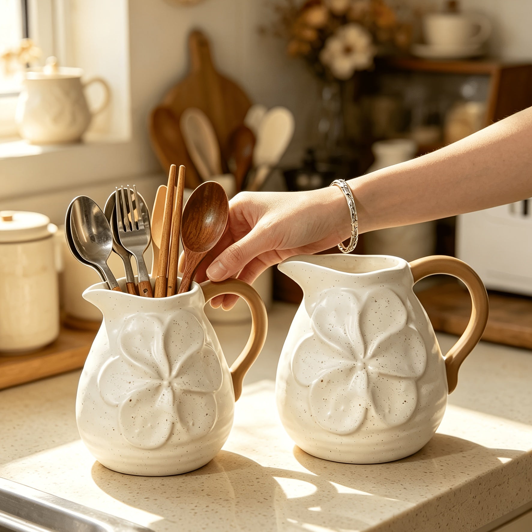 Daisy Embossed Resin Organiser Pot