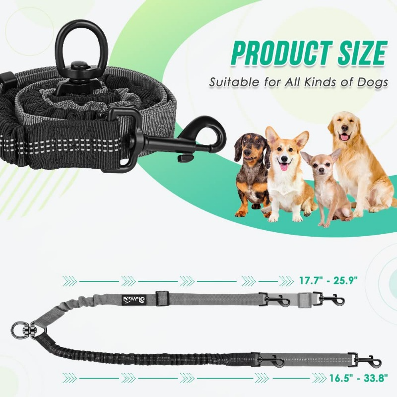 REFLECTIVE & ADJUSTABLE ELASTIC DOG LEASH | SAFE, COMFORTABLE & DURABL