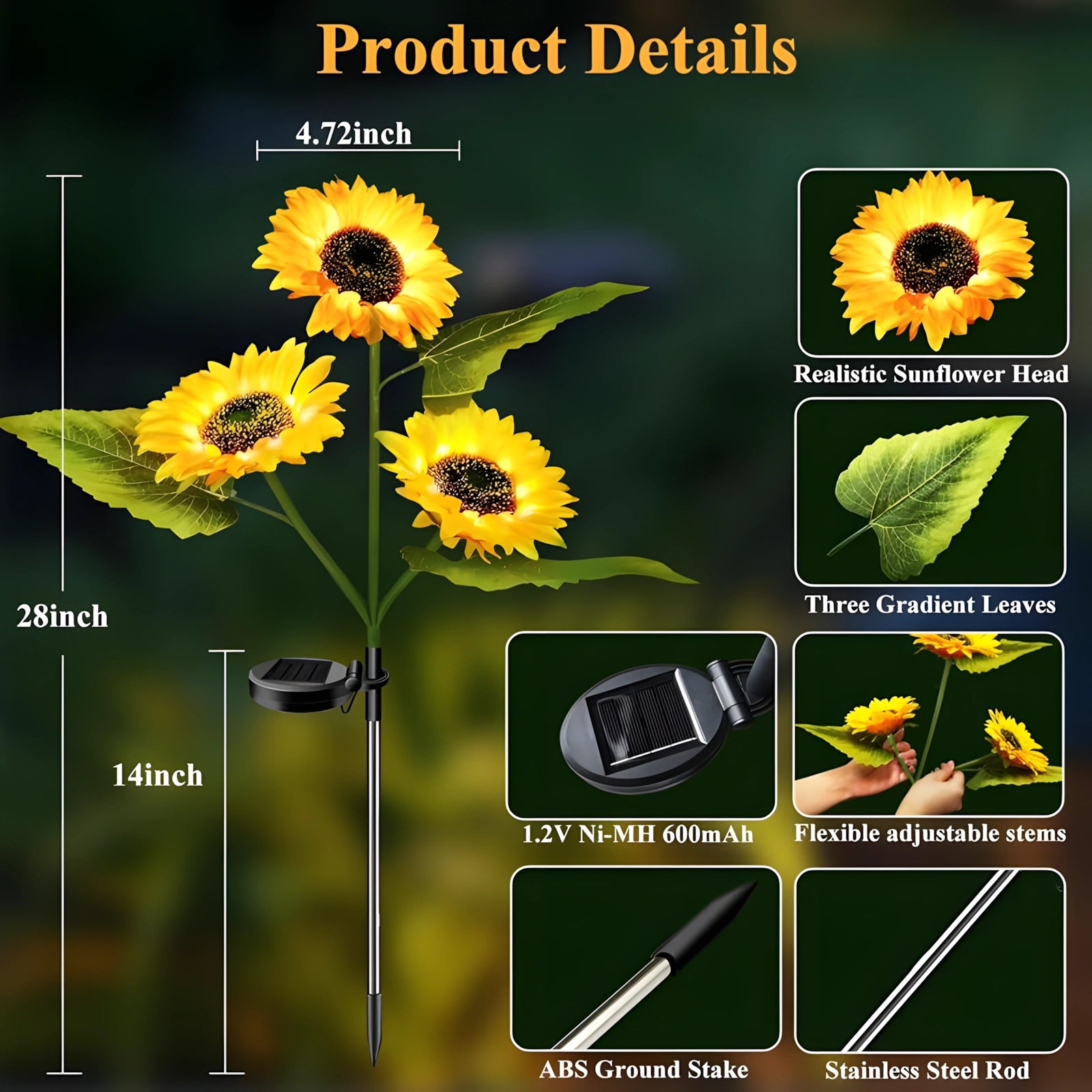Whimsical Solar Sunflower Garden Lights