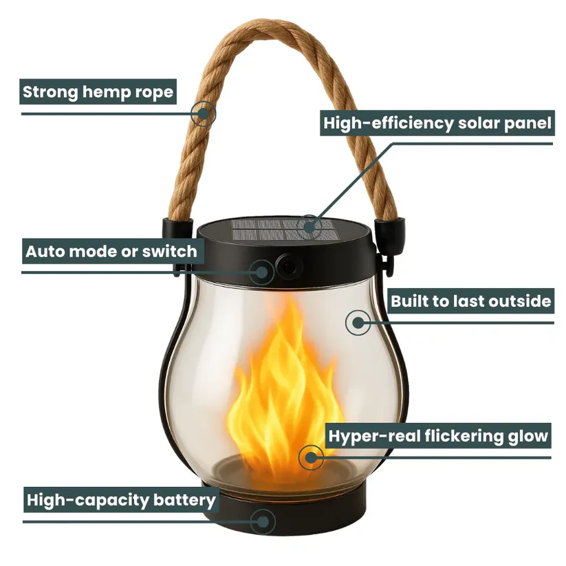 Solar Lantern with Realistic Flame Effect
