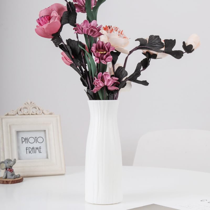 Seashell Textured White Vase | Modern Minimalist Decorative Flower Vase