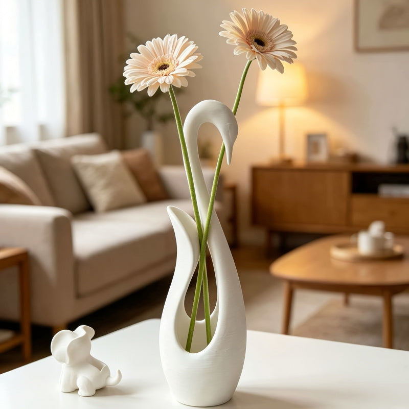 Plastic Abstract Swan Decorative Vase