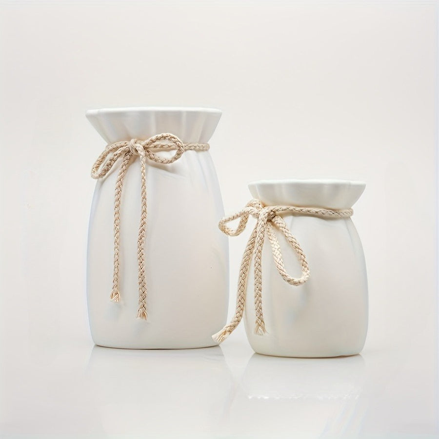 Elegant Bow Decorative Vase Set – 2 Pieces