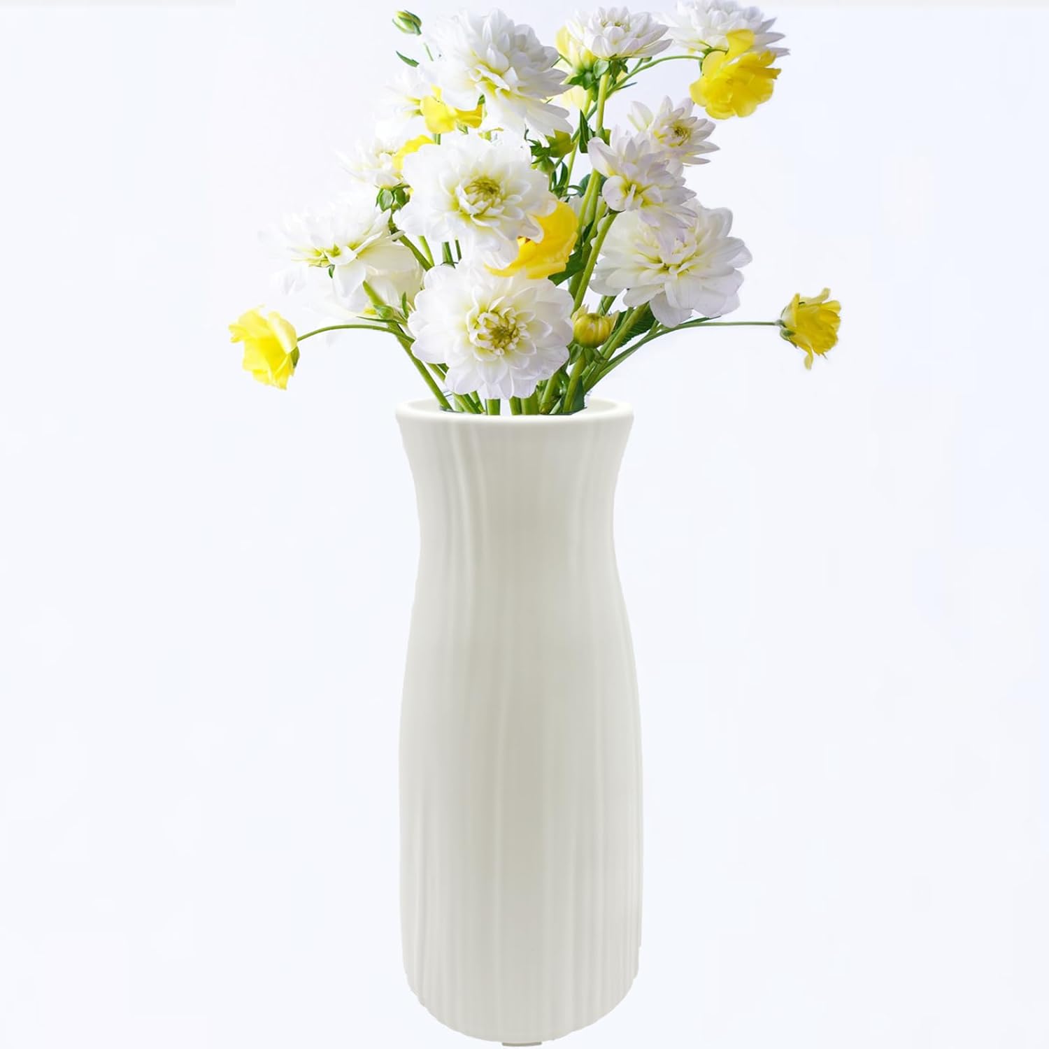 Seashell Textured White Vase | Modern Minimalist Decorative Flower Vase