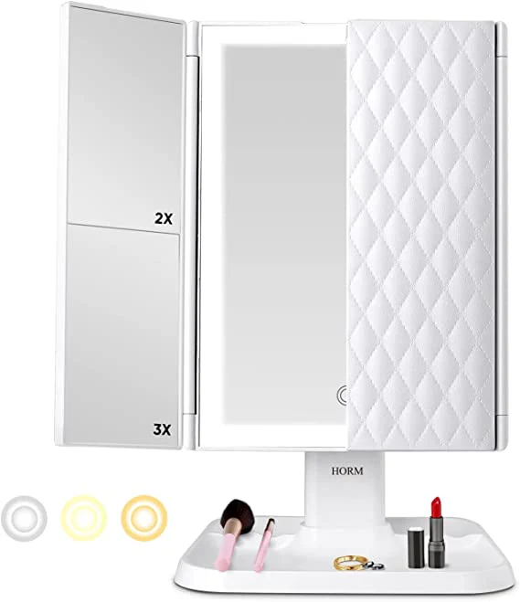 Trifold LED Makeup Mirror - Stylish & Eye-Friendly Vanity Mirror