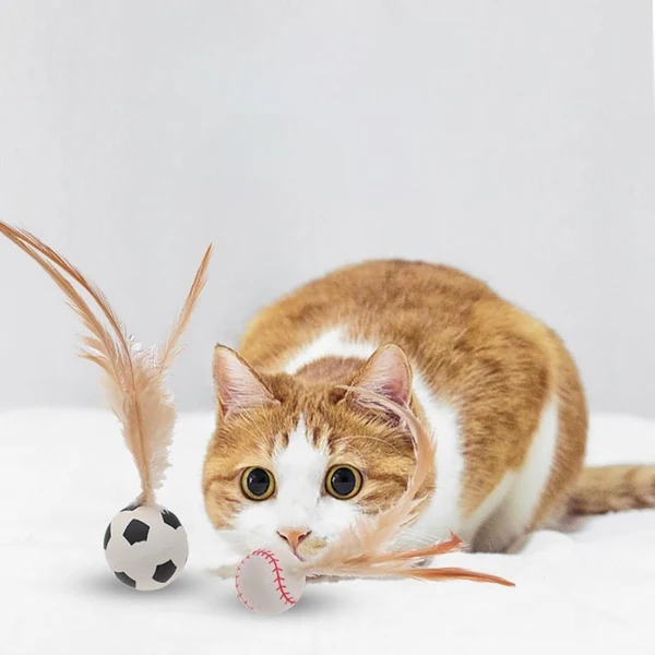 Interactive Feather Ball Toy Set for Cats