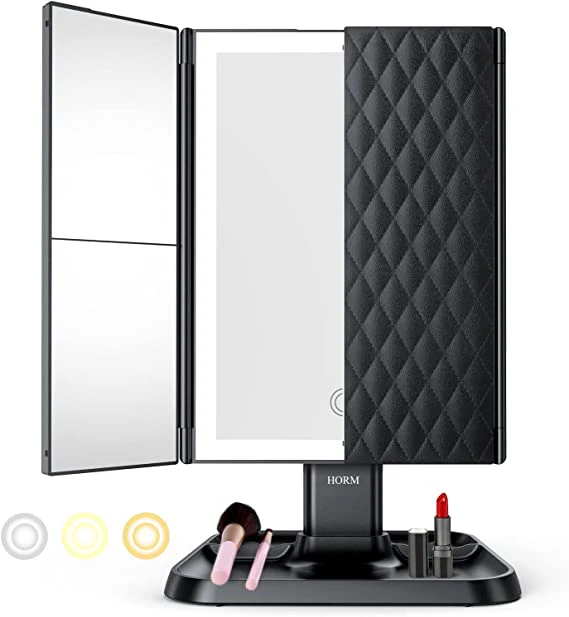 Trifold LED Makeup Mirror - Stylish & Eye-Friendly Vanity Mirror