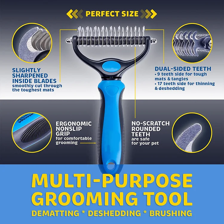 Dual-Head Deshedding Grooming Brush