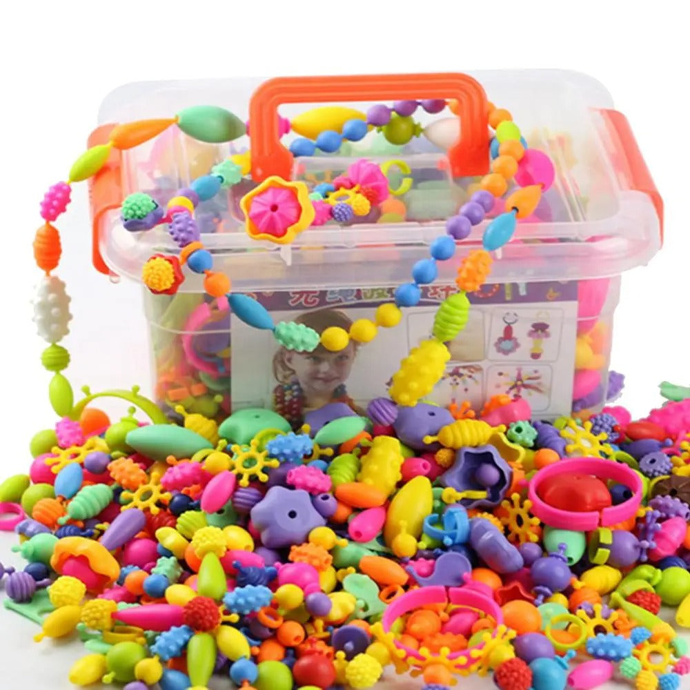 DIY JEWELRY BEAD KIT FOR KIDS | 485PCS ASSORTED SHAPES AND COLOURS