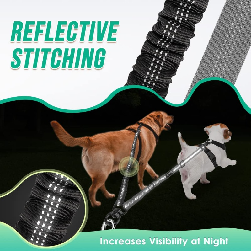 REFLECTIVE & ADJUSTABLE ELASTIC DOG LEASH | SAFE, COMFORTABLE & DURABL