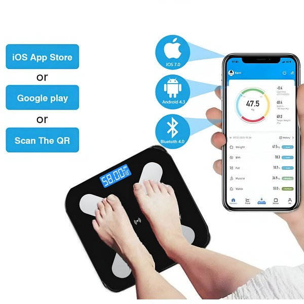 Advanced Analytical Smart Scale with Bluetooth & Mobile App