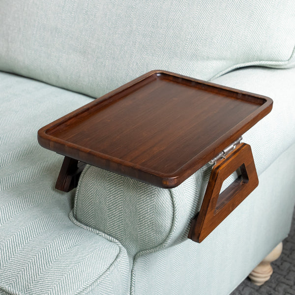 Portable Wooden Folding Sofa Tray Table | Armrest Clip-On Snack Tray