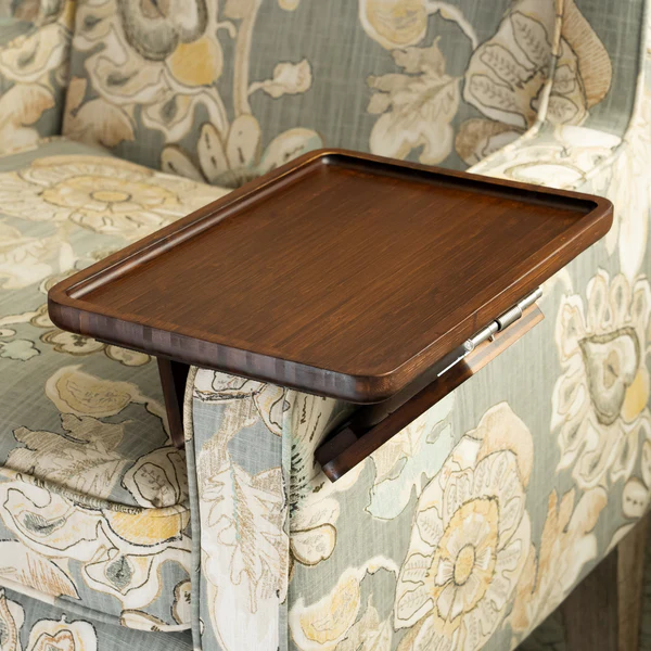Portable Wooden Folding Sofa Tray Table | Armrest Clip-On Snack Tray