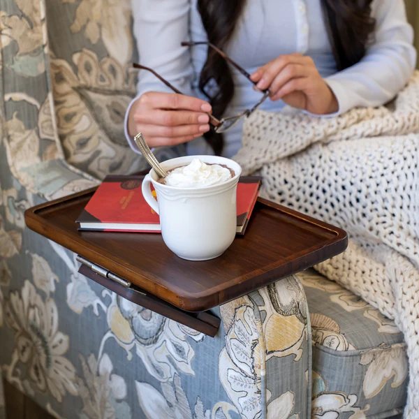 Portable Wooden Folding Sofa Tray Table | Armrest Clip-On Snack Tray