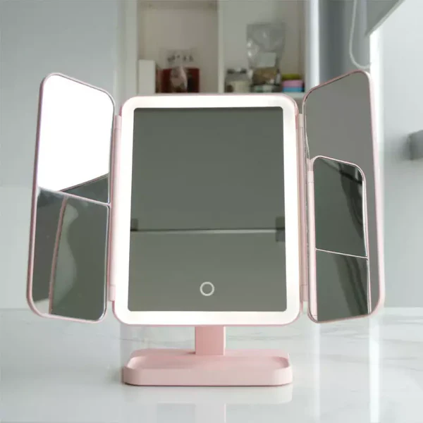 Trifold LED Makeup Mirror - Stylish & Eye-Friendly Vanity Mirror