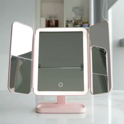 Trifold LED Makeup Mirror - Stylish & Eye-Friendly Vanity Mirror