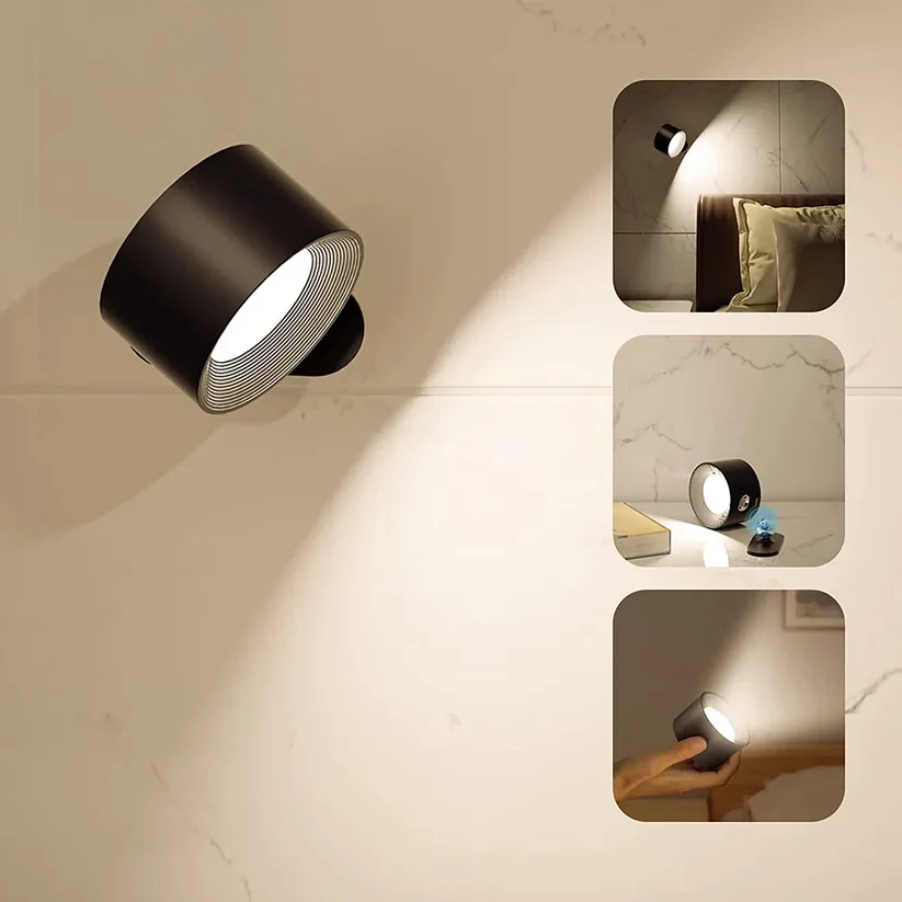 Sleek EasyStick Cordless Wall Lamp | 360° Rotating Rechargeable Wireless Lighting