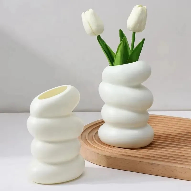 Nordic Spiral White Vase | Modern Decorative Flower Vase for Home Décor