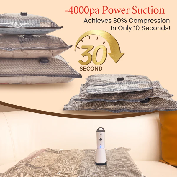 Cordless Travel Vacuum Compressor with Storage Bag Set
