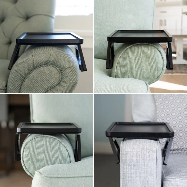 Portable Wooden Folding Sofa Tray Table | Armrest Clip-On Snack Tray