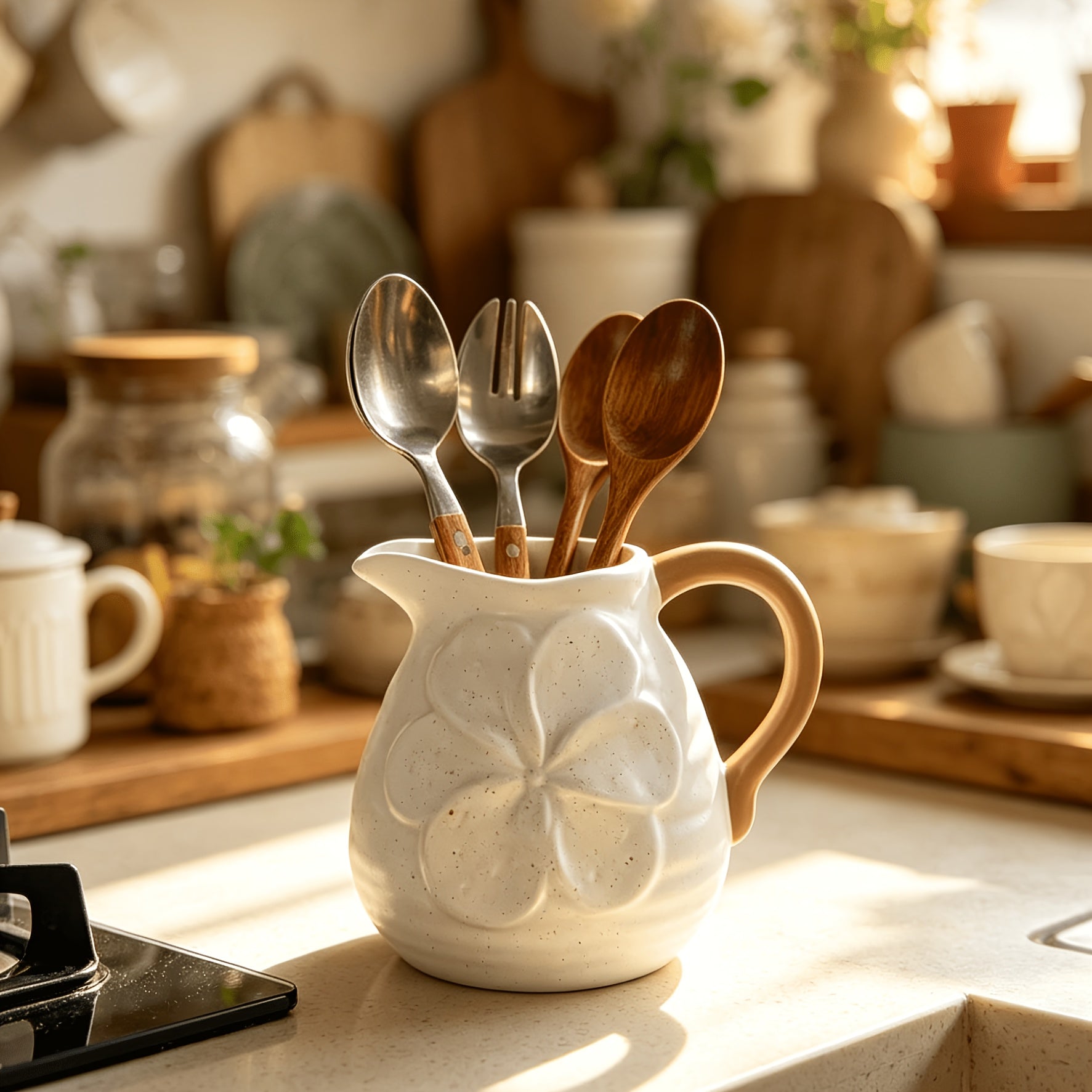 Daisy Embossed Resin Organiser Pot