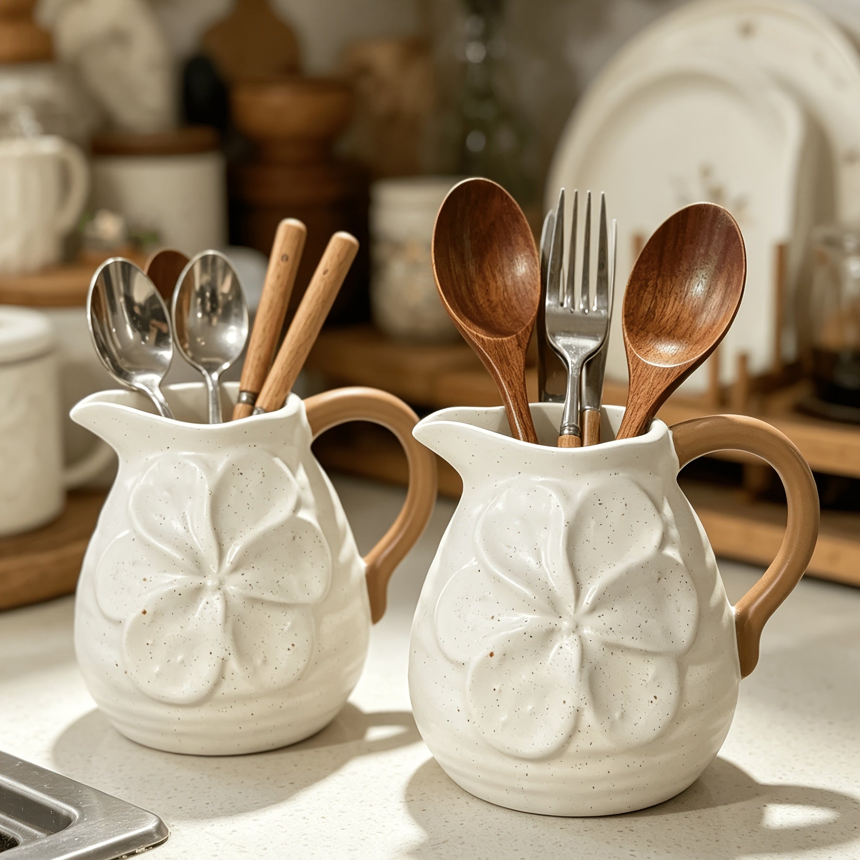 Daisy Embossed Resin Organiser Pot