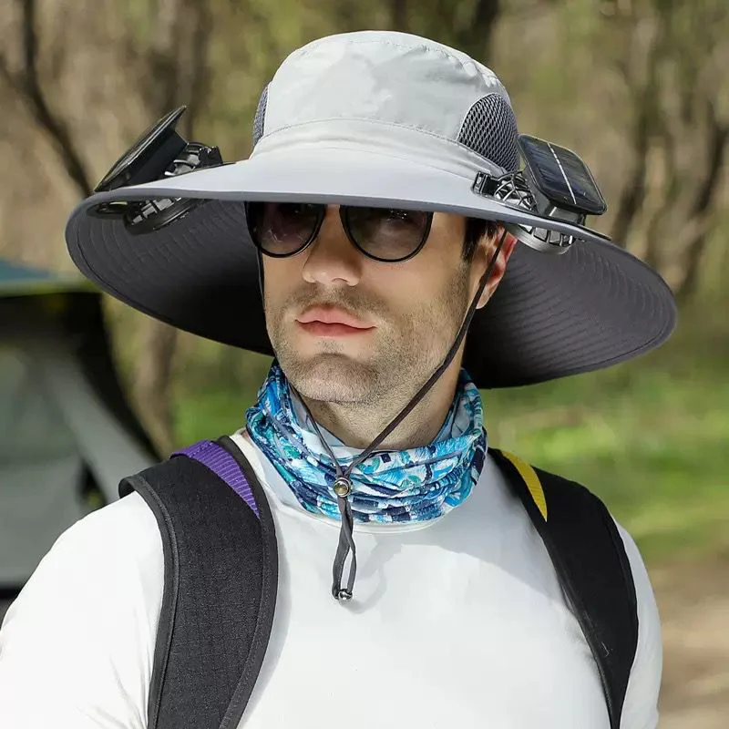 Innovative Solar-Powered Cooling Hat With Wide Brim