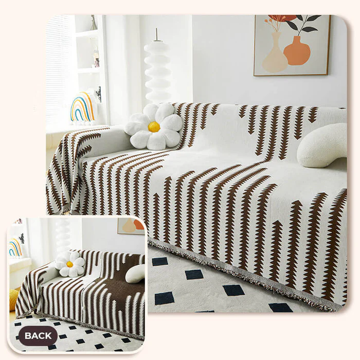 VelvetGuard Reversible Chenille Sofa Cover | All-Season, Anti-Scratch Protection