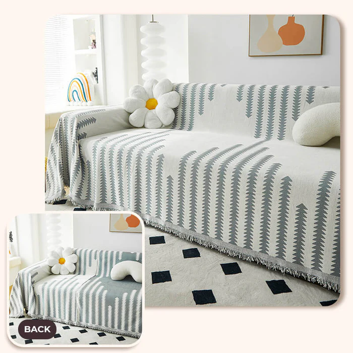 VelvetGuard Reversible Chenille Sofa Cover | All-Season, Anti-Scratch Protection