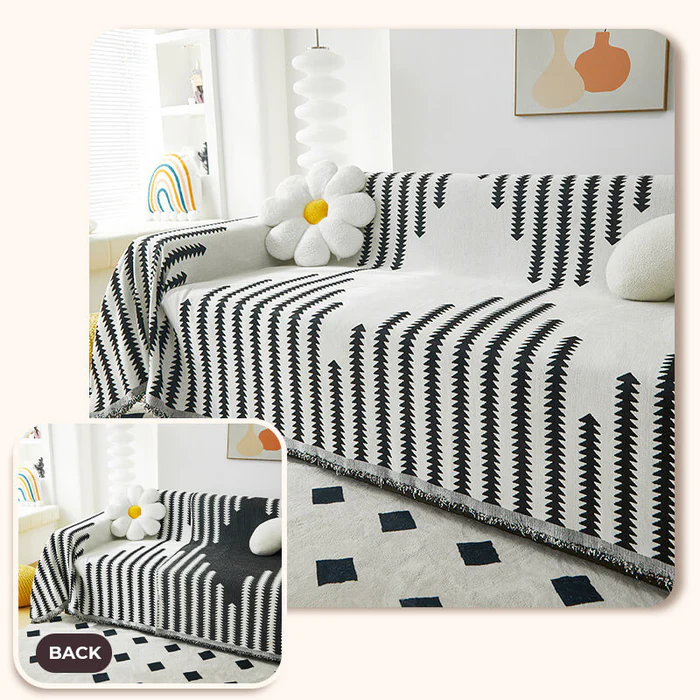 VelvetGuard Reversible Chenille Sofa Cover | All-Season, Anti-Scratch Protection