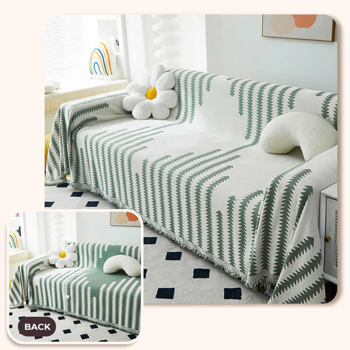 VelvetGuard Reversible Chenille Sofa Cover | All-Season, Anti-Scratch Protection