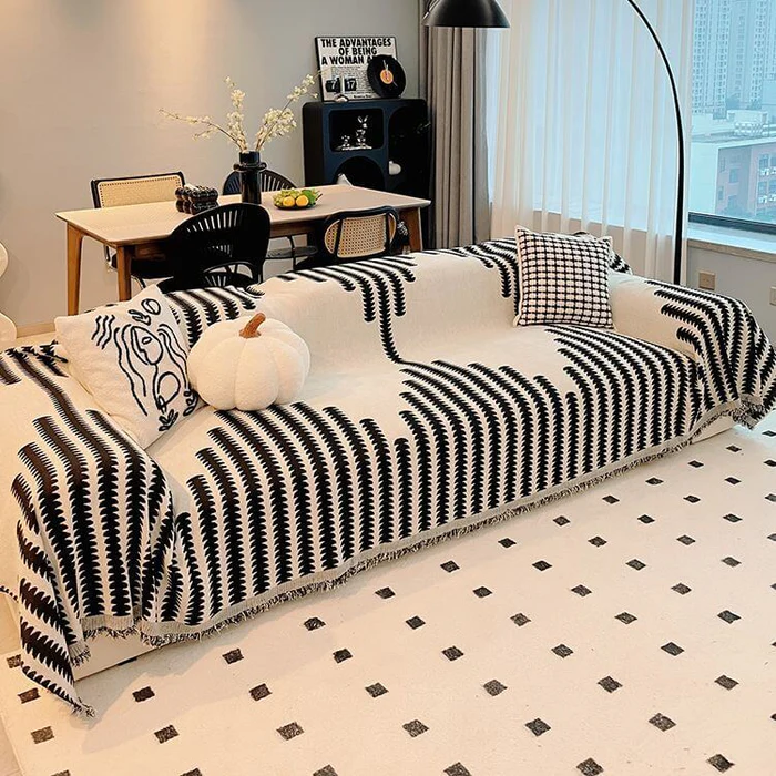 VelvetGuard Reversible Chenille Sofa Cover | All-Season, Anti-Scratch Protection
