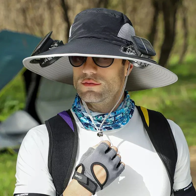 Innovative Solar-Powered Cooling Hat With Wide Brim