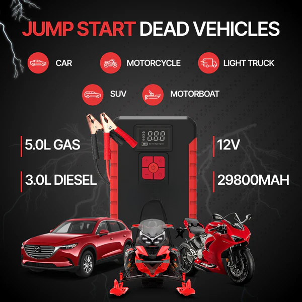 Powerful Portable Jump Starter And Air Pump