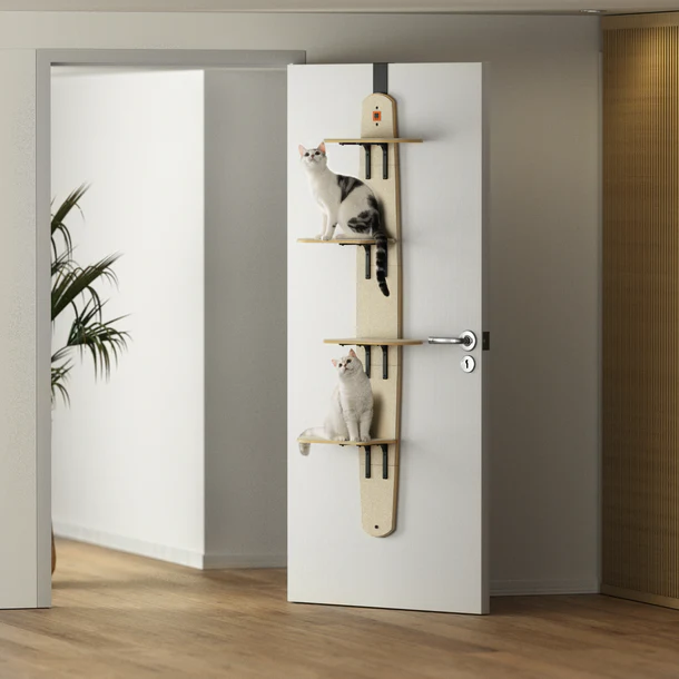TallTrek Vertical Door-Mounted Cat Tree | Space-Saving Multi-Level Climber