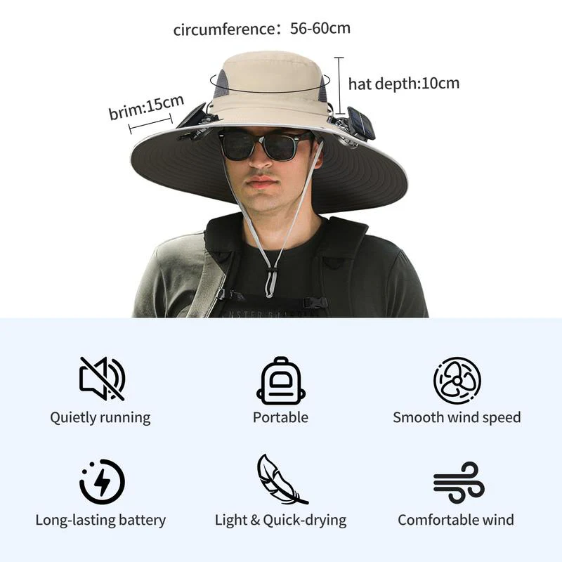 Innovative Solar-Powered Cooling Hat With Wide Brim