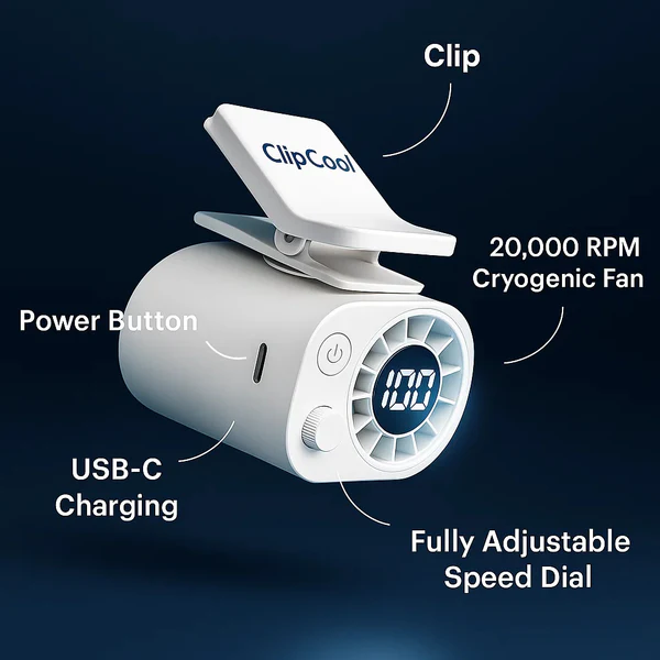 UltraCool Clip-On Car Fan | Portable Airflow Relief