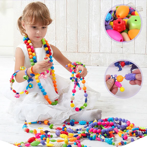 DIY JEWELRY BEAD KIT FOR KIDS | 485PCS ASSORTED SHAPES AND COLOURS