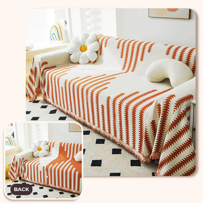 VelvetGuard Reversible Chenille Sofa Cover | All-Season, Anti-Scratch Protection