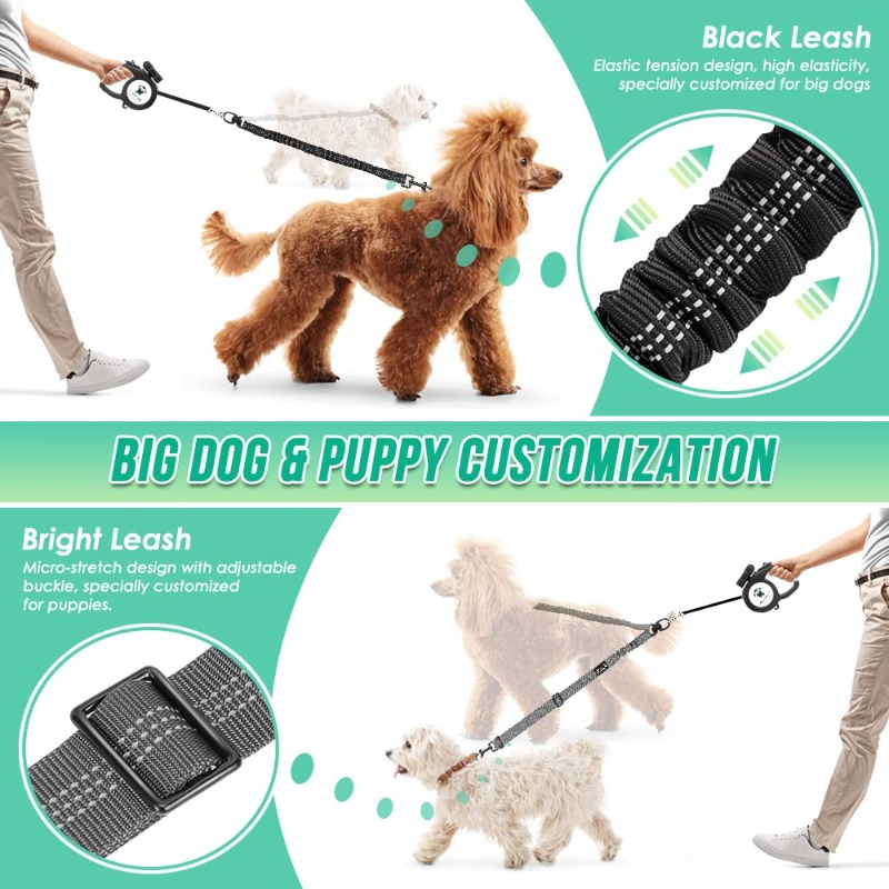 REFLECTIVE & ADJUSTABLE ELASTIC DOG LEASH | SAFE, COMFORTABLE & DURABL