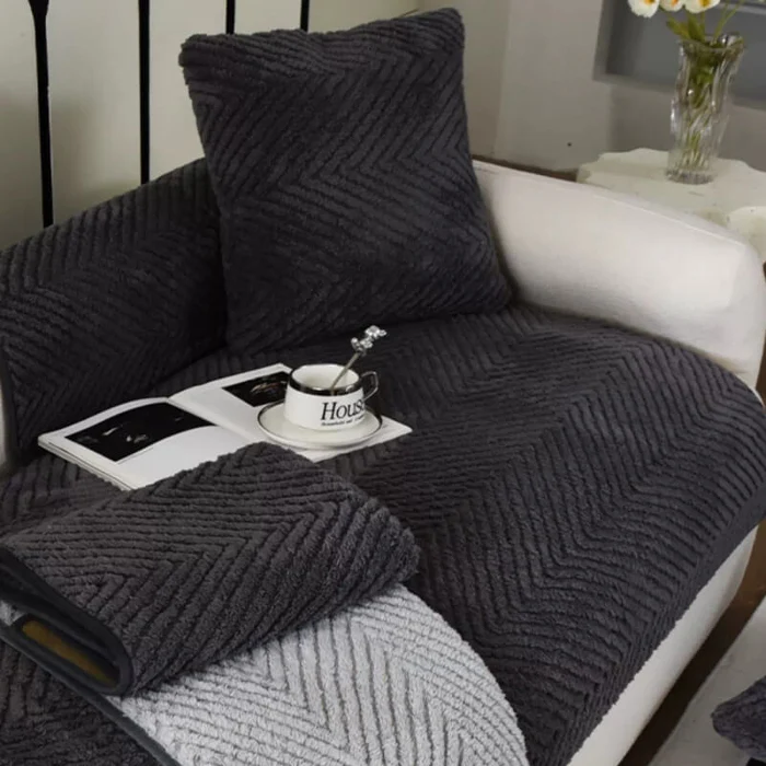 HERRINGBONE | Thickened Plush Non-Slip Sofa Cover for Ultimate Comfort & Warmth