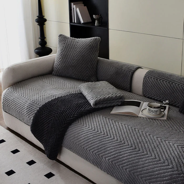 HERRINGBONE | Thickened Plush Non-Slip Sofa Cover for Ultimate Comfort & Warmth