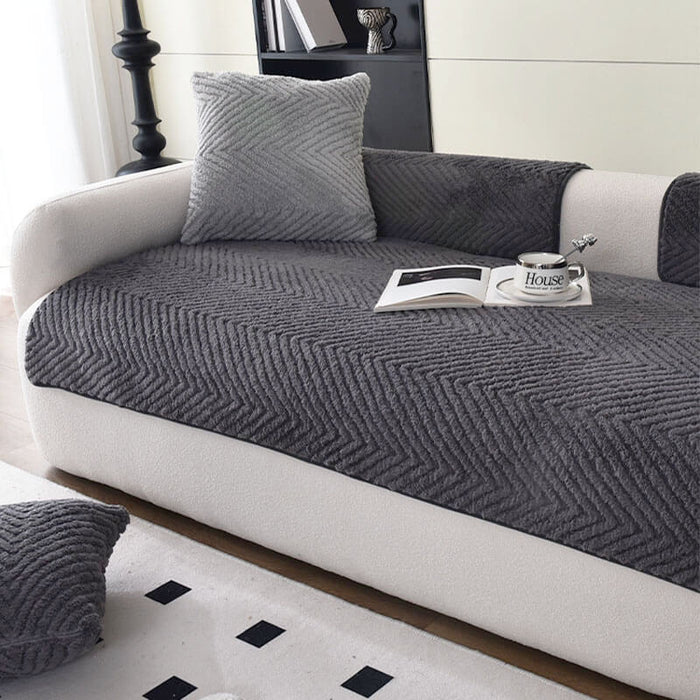 HERRINGBONE | Thickened Plush Non-Slip Sofa Cover for Ultimate Comfort & Warmth