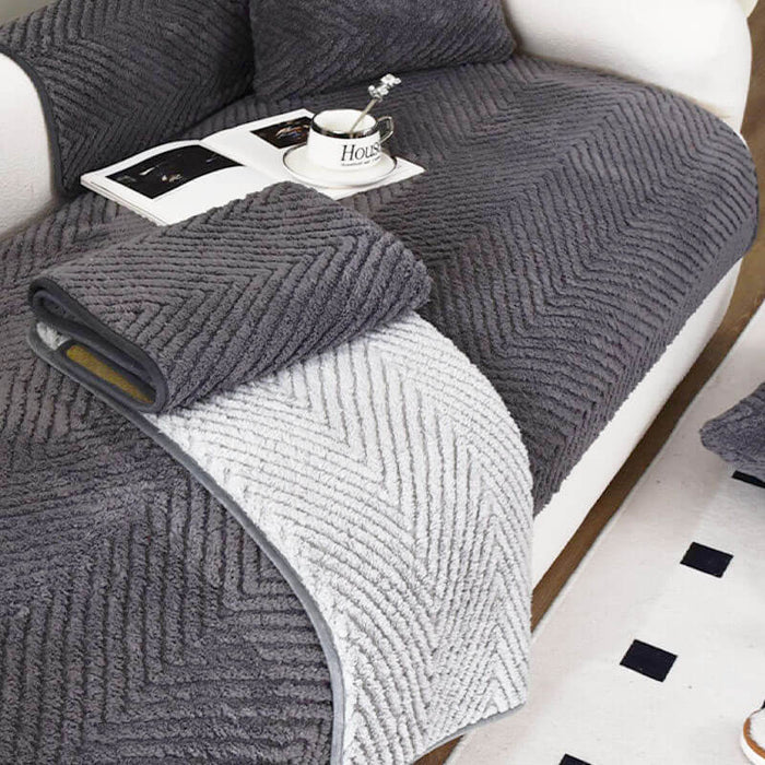 HERRINGBONE | Thickened Plush Non-Slip Sofa Cover for Ultimate Comfort & Warmth
