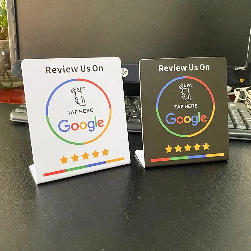 NFC Google Review Display – Programmable 13.56MHz Table Stand for Easy Review Collection
