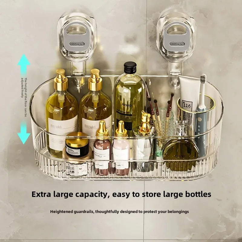 Suction Cup Storage Rack with Drainage Hole | Space-Saving Bathroom Organiser