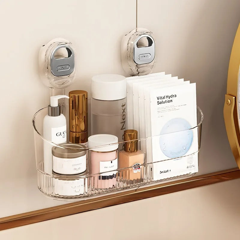 Suction Cup Storage Rack with Drainage Hole | Space-Saving Bathroom Organiser