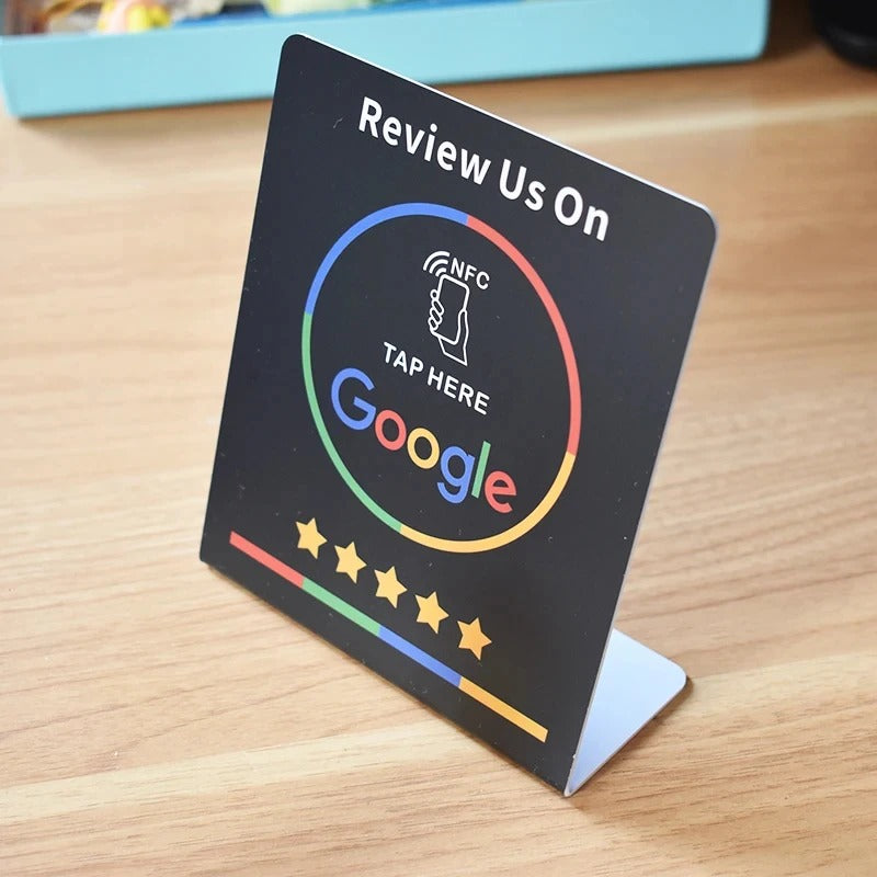 NFC Google Review Display โ Programmable 13.56MHz Table Stand for Easy Review Collection