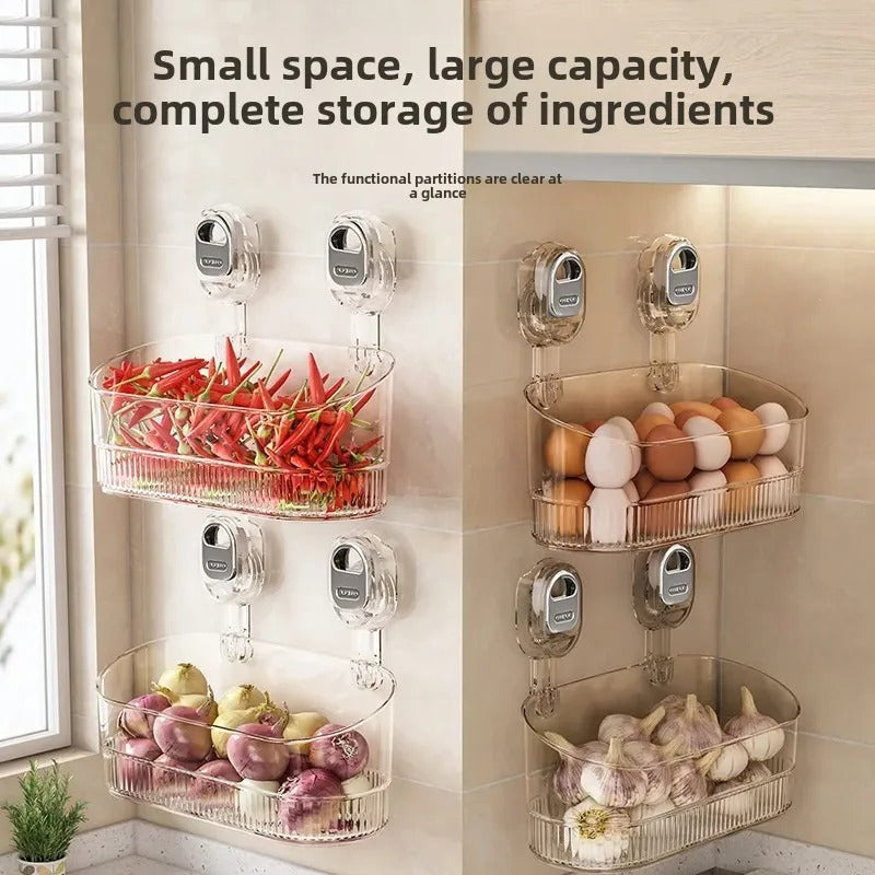 Suction Cup Storage Rack with Drainage Hole | Space-Saving Bathroom Organiser